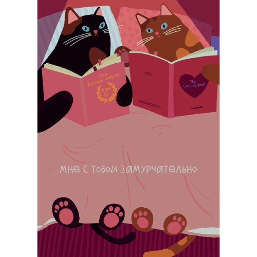 Открытка Лайфстайл Котики с книжками 90₽