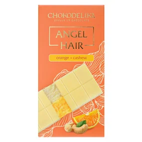 Шоколад белый Angel hair с начинкой апельсин-кешью 150г