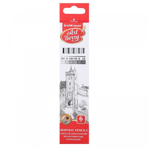 Набор карандашей чернографитных ArtBerry 2H H HB HB B 2B 330₽