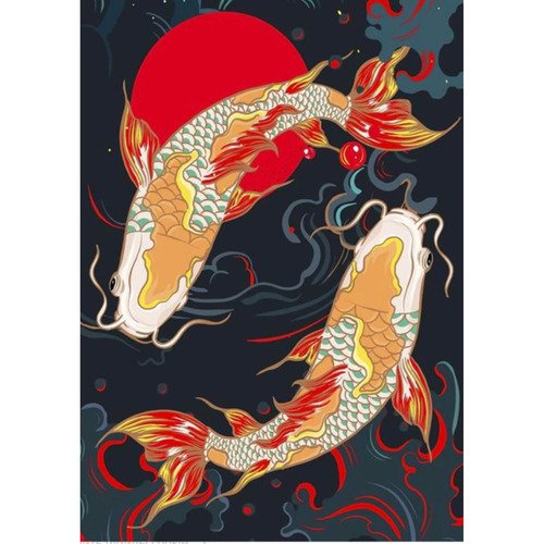 Картина по номерам со светящейся краской КАРПЫ КОИ 14 цветов 40х50 см 1600₽