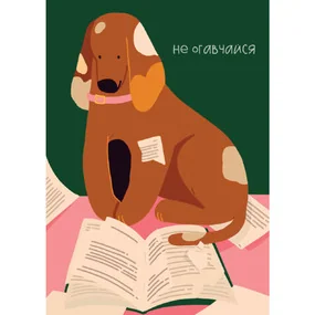 Открытка Лайфстайл.Читающая собачка
