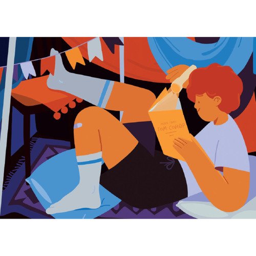 Открытка Читающий с фонариком 90₽