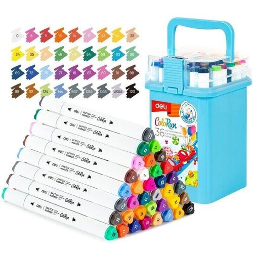 Набор маркеров для скетчинга Deli ColoRun двойной наконечник 1-5мм 36 шт 1900₽