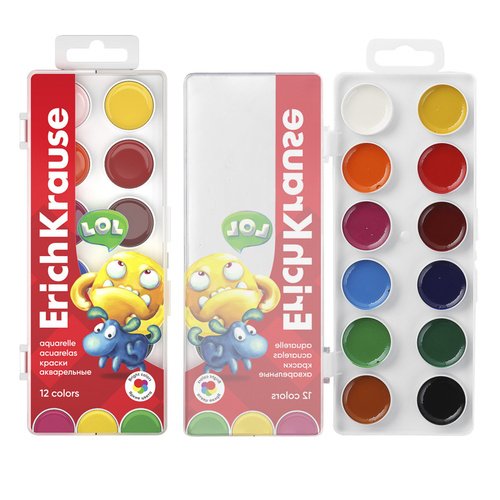 Краски акварельные ErichKrause Jolly Friends 12 цветов 240₽