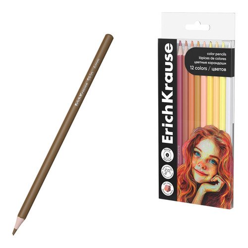 Цветные карандаши деревянные ErichKrause Art Spirit Skin круглые грифель 4 мм 12 цветов 12 шт 500₽