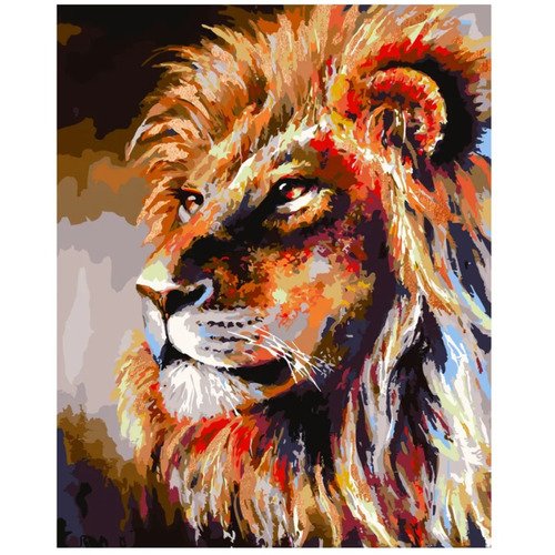 Картина по номерам на холсте ТРИ СОВЫ Лев 40х50 с поталью 700₽