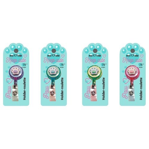 Держатель-рулетка для бейджейа MESHU с топпером Paw 75 см петелька клип ассорти 220₽