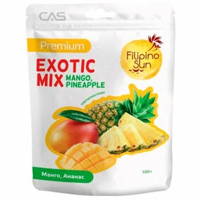 Плоды Exzotic Mix (Манго, ананас) сушеные, 100 гр