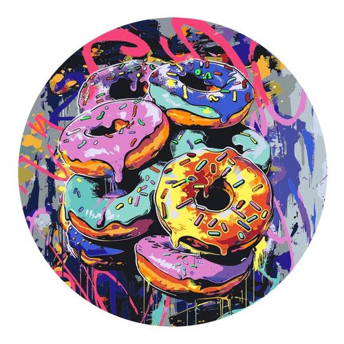 Картина по номерам на фигурном холсте Донаты Арт, форма круг, с акриловыми красками и кистями