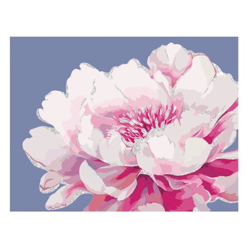 Картина по номерам на холсте с глиттером Серебро на цветке 30х40 с акриловыми красками и кистями 800₽