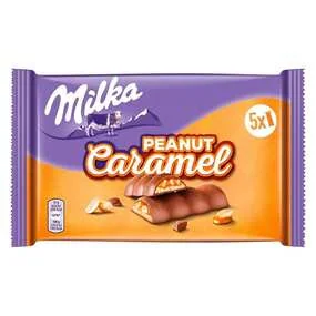 Шоколадный батончик Milka Riegel Peanut Caramel с карамелью, 185 г