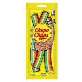 Жевательный мармелад Chupa Chups mini Sour Bar Gel, кислые ленты мини с жидкой начинкой, 57,6 г