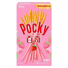 Бисквитные палочки Glico Pocky Strawberry со вкусом клубники, 55 г