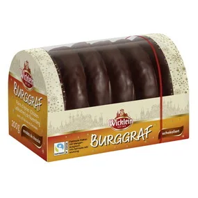 Имбирные пряники Burggraf, покрытые темным шоколадом Wicklein, 200 г