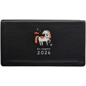 Еженедельник, датированный 2026, Infolio, 160x90 мм, 128 стр., интегральный переплет, Lucky, черный