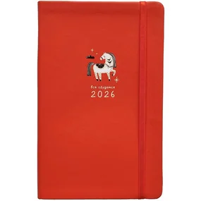 Еженедельник, датированный 2026, Infolio, 130x205 мм, 128 стр., интегральный переплет с резинкой, Lucky, красный