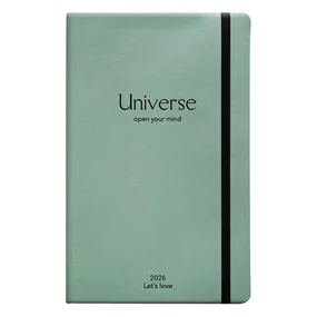 Еженедельник, датированный 2026, Infolio, 130x205 мм, 128 стр., мягкий переплет с резинкой, Universe, мятный