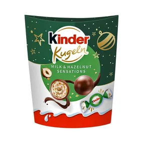 Шоколадные шарики Ferrero Kinder Christmas Kugeln в молочном шоколаде с фундуком 90г