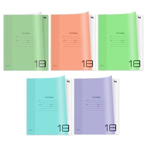 Набор тетрадей 18л клетка BG UniTone MIX пластиковая обложка 10шт 470₽