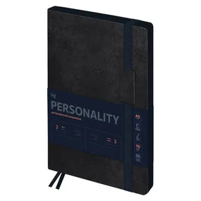 Ежедневник датированный 2026г., А5, 176л., мягкий переплет, кожзам, BG Personality. Onyx, графитовый