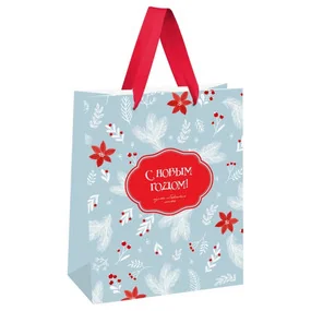 Пакет подарочный 11х14х6,5см Meshu Christmas twigs, матовая ламинация