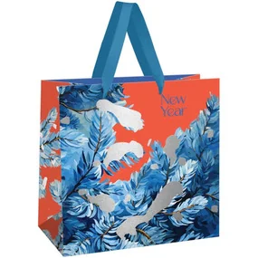 Пакет подарочный 20х20х10см Meshu Winter tree, фольга,  матовая ламинация