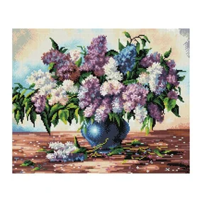 Алмазная мозаика ТРИ СОВЫ Букет сирени, 40х50см, холст, картонная коробка с пластиковой ручкой