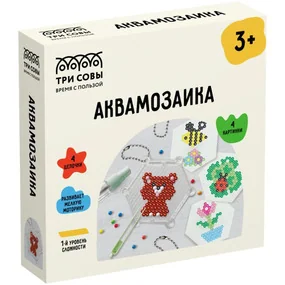 Аквамозаика ТРИ СОВЫ Лесная поляна, набор инструментов, трафареты, картонная коробка 12х12см