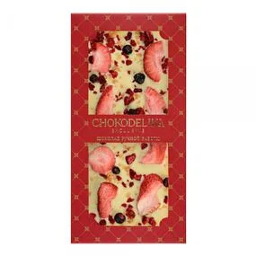 Шоколад белый Chokodelika с украшением Клубника, Вишня, Карамель 80г