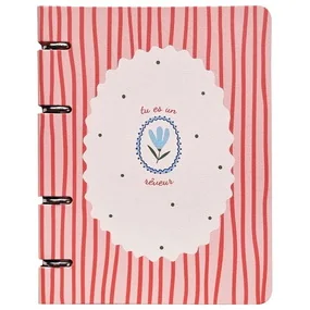 Тетрадь общая, Be Smart, 163х212мм, 120л. клетка, кольцевой механизм, картон, Coquette, красные полоски