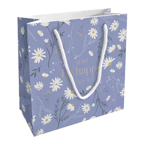 Пакет бумажный, подарочный, Be Smart, 20х20 см, Fleurs, ромашки