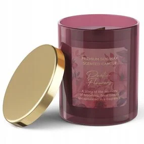 Свеча Bartek Поэтический цветок с деревянным фитилем, 220гр с крышкой (Poetic Flowers)