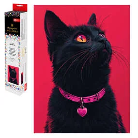 Алмазная мозаика Черная кошка, размер: 30x40см