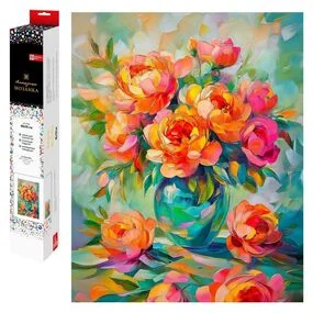 Алмазная мозаика Коралловые пионы, размер: 40x50см