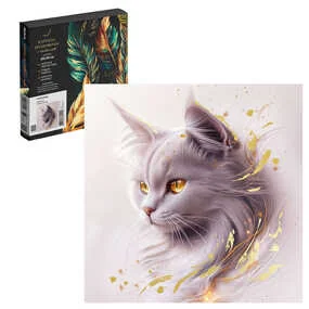 Картина по номерам с поталью Золотая кошка, размер: 30x30см, 14 цветов