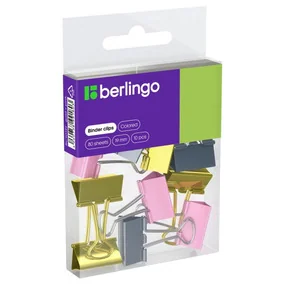 Зажимы для бумаг Berlingo, цветные, 19 мм, 10 шт