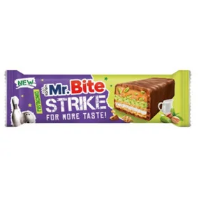 Батончик Mr. Bite с карамелью, вафлей, фисташковым кремом в молочном шоколаде, 37г
