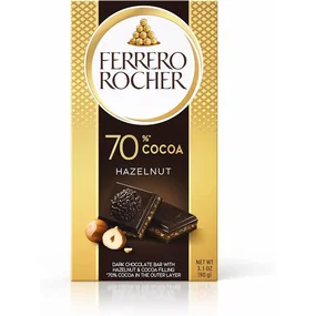 Шоколад Ferrero Rocher 70% Cocoa Hazelnut Какао Фундук 90г